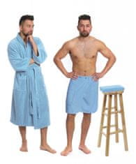 Interkontakt Svetlo modri komplet: kopalni plašč KIMONO + moški savna kilt + kopalna brisača Kopalni plašč velikost M