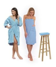 Interkontakt Svetlo modri komplet: kopalni plašč s kapuco + ženski kilt za savno + kopalna brisača Kopalni plašč velikost S