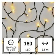 Emos LED božična veriga, 18 m, zunanja in notranja, topla bela, časovnik