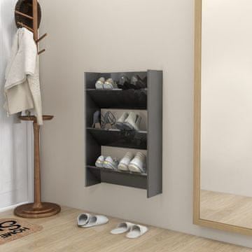 Vidaxl Stenska omara za čevlje visok sijaj siva 60x18x90 cm iverna pl.