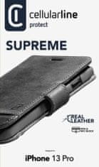 CellularLine Premium Supreme ovitek za Apple iPhone 13 Pro, preklopni, usnjen, črn (SUPREMECIPH13PROK)
