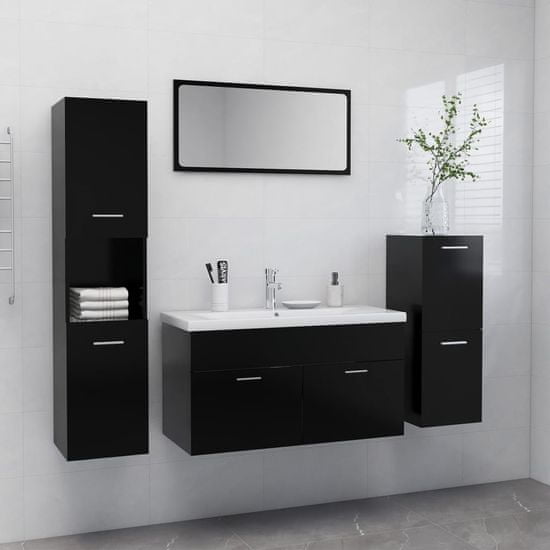 Vidaxl Komplet kopalniškega pohištva črne barve iverna plošča