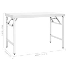 Vidaxl Zložljiva kuhinjska miza 120x60x80 cm nerjaveče jeklo