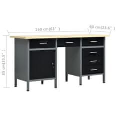 Vidaxl Delovna miza črna 160x60x85 cm jeklo