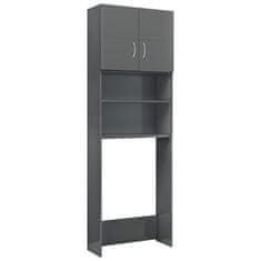 Vidaxl Omara za pralni stroj visok sijaj siva 64x25,5x190 cm