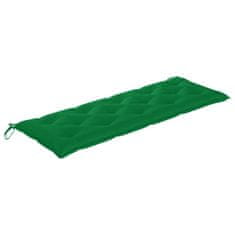 Vidaxl Vrtna klop z zeleno blazino 150 cm trdna tikovina