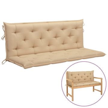 Vidaxl Blazina za vrtno klop bež 150x(50+50)x7 cm oxford tkanina