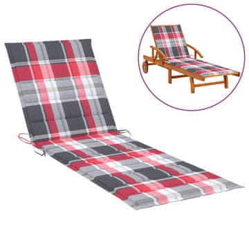 Vidaxl Blazina za ležalnik rdeča karo 200x50x3 cm oxford tkanina