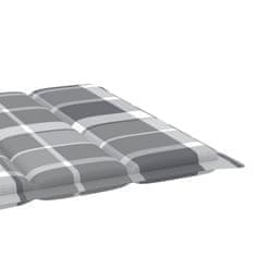 Vidaxl Blazina za ležalnik siv karo vzorec 200x50x4 cm blago