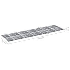 Vidaxl Blazina za ležalnik siv karo vzorec 200x50x4 cm blago