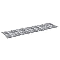 Vidaxl Blazina za ležalnik siv karo vzorec 200x50x4 cm blago