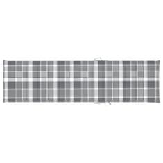 Vidaxl Blazina za ležalnik siv karo vzorec 200x50x4 cm blago