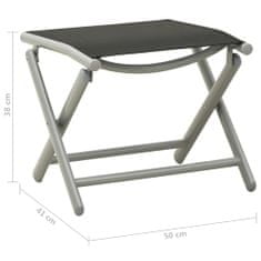 Greatstore Zložljiv stolček za noge črn in srebrn tekstil in aluminij