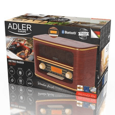 Adler Radio retro 1187 , AM/FM, bluetooth, USB, AUX, ura, alarm, 2x5W