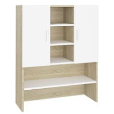 Vidaxl Omara za pralni stroj bela in sonoma hrast 70,5x25,5x90 cm