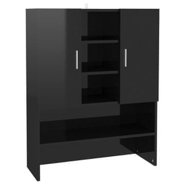 Vidaxl Omara za pralni stroj visok sijaj črna 70,5x25,5x90 cm