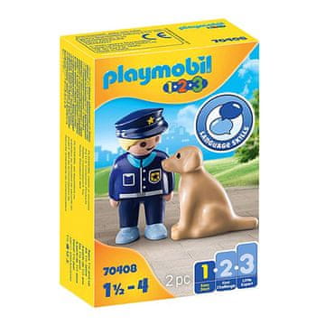 Playmobil Policist s psom , 1.2.3, 2 kos