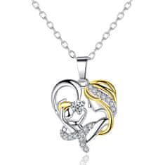 Troli Romantična dvobarvna ogrlica z Madoninim srcem (obesek z verižico)