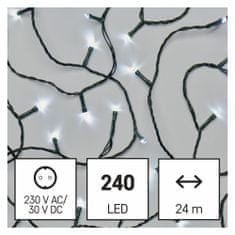 Emos LED božična veriga, 24 m, zunanja in notranja, hladna bela, časovnik