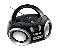 Adler Prenosni Boombox 1181 z radijem, CD-MP3-USB, 2x1,7W, črne barve