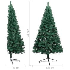 Vidaxl Umetna polovična novoletna jelka s stojalom zelena 240 cm PVC