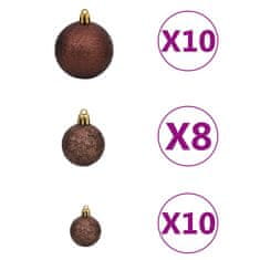 Vidaxl Umetna novoletna jelka z LED lučkami in bučkami bela 240 cm