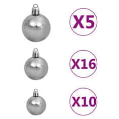 Vidaxl Umetna novoletna jelka z LED lučkami, bučkami in storži 210 cm