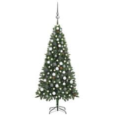 Vidaxl Umetna novoletna jelka z LED lučkami, bučkami in storži 180 cm