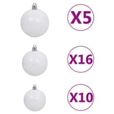 Vidaxl Umetna novoletna jelka z LED lučkami, bučkami in storži 210 cm