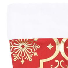 Greatstore Razkošna podloga za novoletno jelko z nogavico rdeča 90 cm
