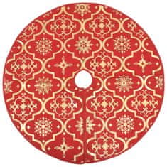 Greatstore Razkošna podloga za novoletno jelko z nogavico rdeča 90 cm