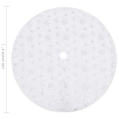 Vidaxl Razkošna podloga za novoletno jelko bela 150 cm umetno krzno