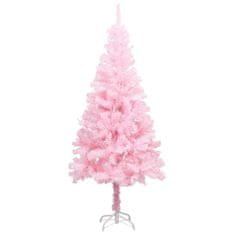 Vidaxl Umetna osvetljena novoletna jelka z bunkicami roza 120 cm PVC