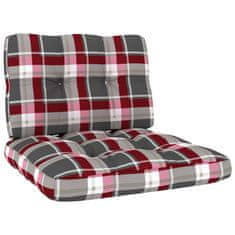 Greatstore Blazine za kavč iz palet 2 kosa rdeč karo vzorec