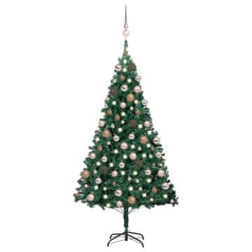 Vidaxl Umetna osvetljena novoletna jelka z bunkicami zelena 180 cm PVC