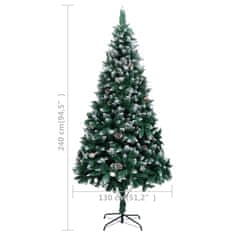 Vidaxl Umetna novoletna jelka s storži in belim snegom 240 cm