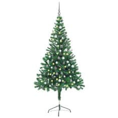 Vidaxl Umetna novoletna jelka osvetljena z bučkami 150 cm 380 vejic
