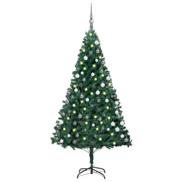 Vidaxl Umetna osvetljena novoletna jelka z bunkicami zelena 120 cm PVC