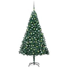 Vidaxl Umetna novoletna jelka z LED lučkami in bučkami zelena 240 cm