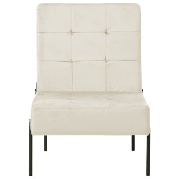 Vidaxl Stol za sproščanje 65x79x87 cm kremno bel žamet