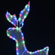 Vidaxl Božični okras jelen in sani z mrežo s 432 LED lučkami