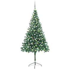 Vidaxl Umetna novoletna jelka osvetljena z bučkami 210 cm 910 vejic