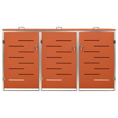 Vidaxl Trojna lopa za smetnjak 207x77,5x112,5 cm nerjaveče jeklo