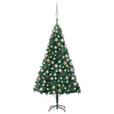 Vidaxl Umetna osvetljena novoletna jelka z bunkicami zelena 150 cm PVC