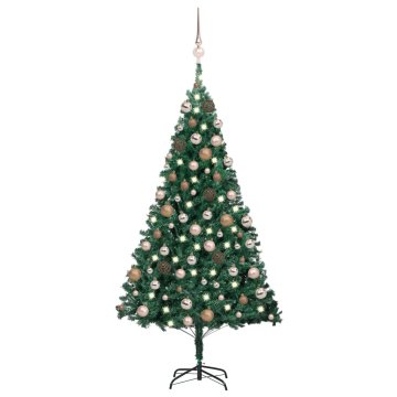 Vidaxl Umetna osvetljena novoletna jelka z bunkicami zelena 150 cm PVC