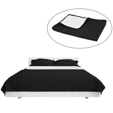 Vidaxl Dvostransko prešito pregrinjalo 170x210 cm črno in belo