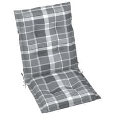 Vidaxl Blazine za vrtne stole 4 kosi siv karo vzorec 100x50x7 cm