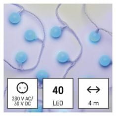 Emos 40 LED svetleča veriga - kroglice, 2,5 m, 4m, modra svetloba, s časovnikom