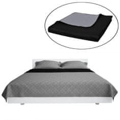 Vidaxl 130884 Double-sided Quilted Bedspread Black/Grey 220 x 240 cm