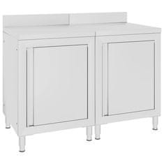 Vidaxl Komericalna delovna miza z omarico 120x60x96 cm nerjaveče jeklo